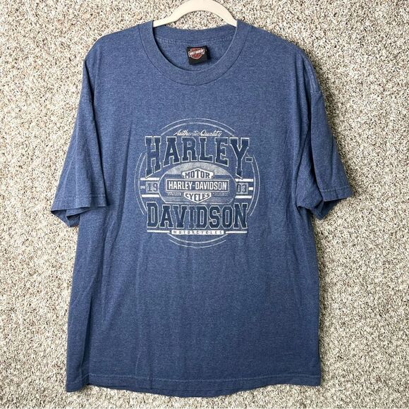 Harley Davidson T-Shirt Men’s XL Motorcycles Blue Logo Short Sleeve - Picture 1 of 5